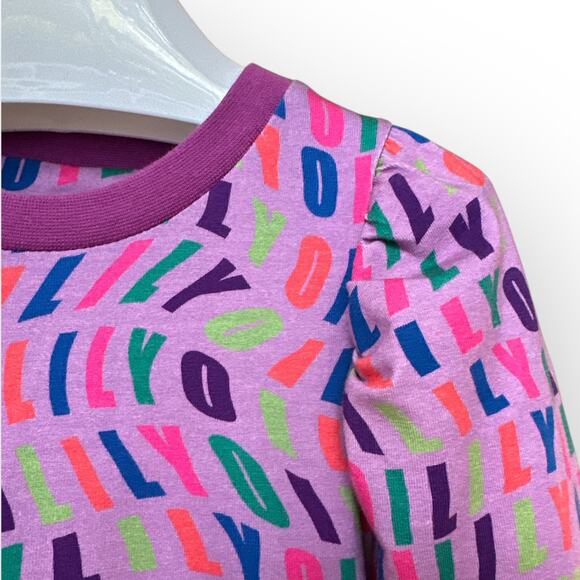 Oilily Organic Jersey Logo Dress, Metallic Striped Tights, Size 104 (4T) Purple - Picture 7 of 16